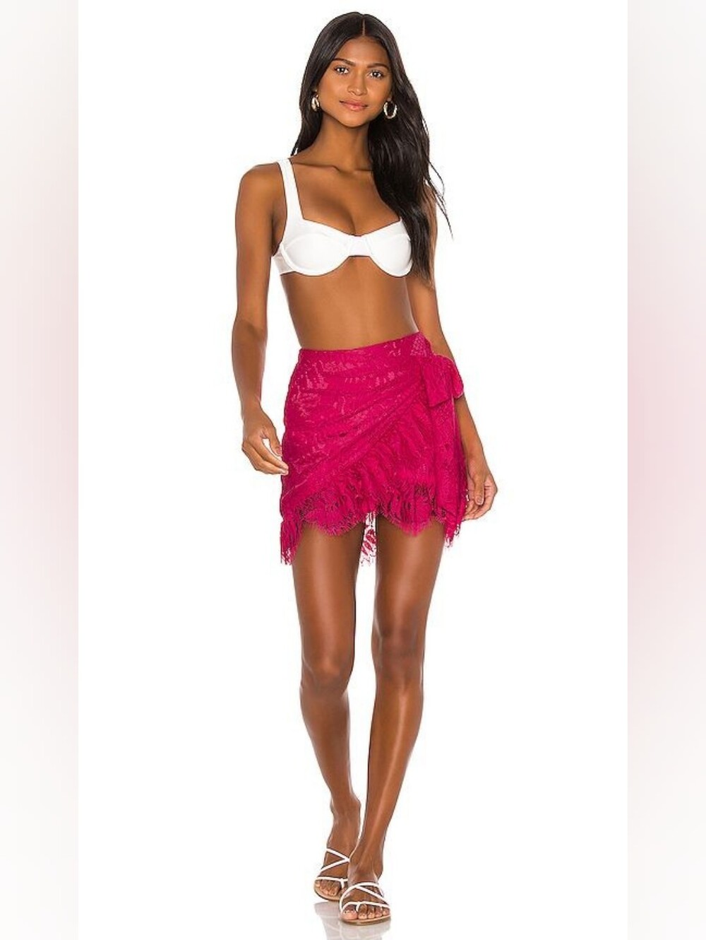 Revolve Lovers + Friends Addison Lace Mini Skirt Hot Pink Size M